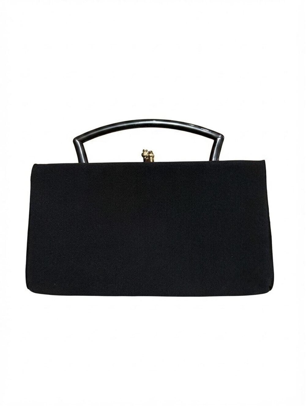 Harry Levine USA Vintage Black Handbag Gold Frame Retro Cocktail Clutch